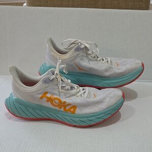 Hoka Carbon X Men's White and Teal Athletic Shoes Size 9.5
